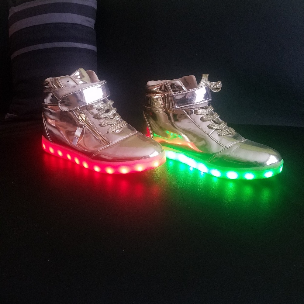 Gold light shoes for men and women!!